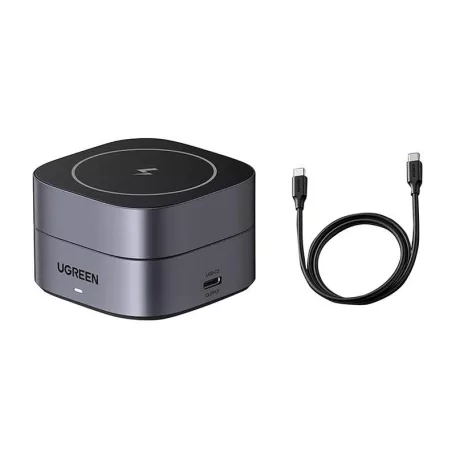 UGREEN W256 2 az 1-ben Qi induktív iPhone/AirPods töltő, 20W + USB-C-USB-C kábel, 1m (fekete)