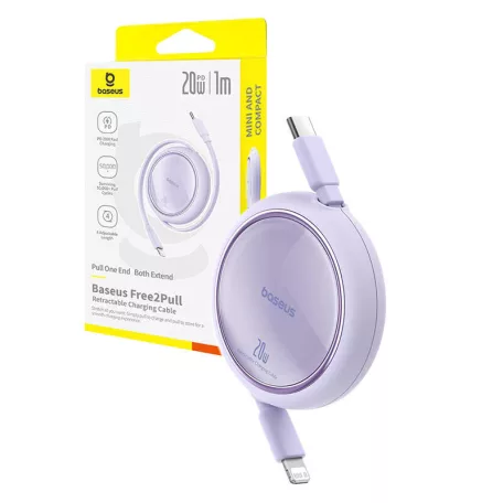 USB kábel Baseus Free2Pull USB-C és iP 20W 1m (lila)