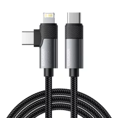   Essager EXCTTL-WL0G-P USB-C-Lightning+USB-C kábel, 65W, 1m (szürke)