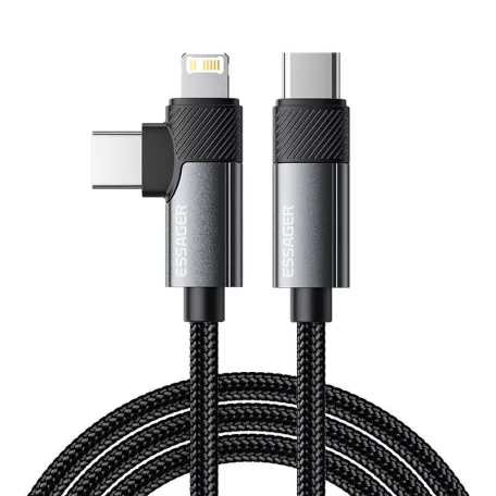 Essager EXCTTL-WL0G-P USB-C-Lightning+USB-C kábel, 65W, 1m (szürke)