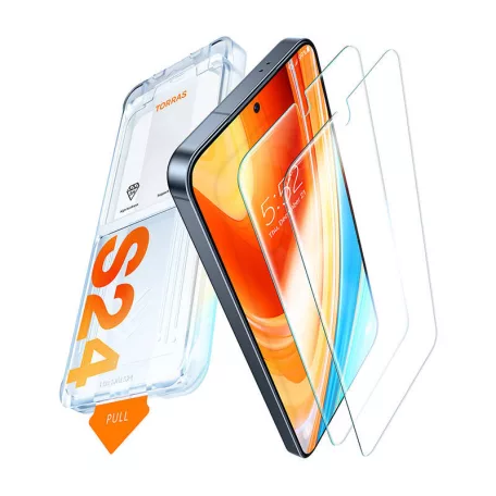 Edzett üveg a Samsung S24+ Torras Install Master számára