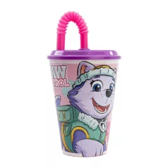   STOR 74530 430 ml vizespohár szívószállal gyerekeknek (rózsaszínű)