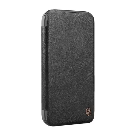 Etui Nillkin Qin Prop Bőr iPhone 16 Pro (czarny)
