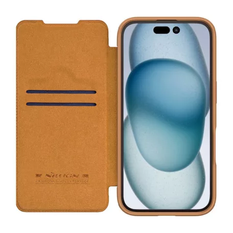 Etui Nillkin Qin Qin Prop Bőr iPhone 16 (brązowy)