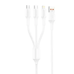   Foneng XS01 3 az 1-ben USB-C/Micro-USB/Lightning kábel, 3A, 1,2m (fehér)