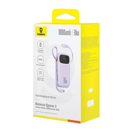 Baseus QPow 2 powerbank, 10000mAh, 30W, 2xUSB-C (lila)