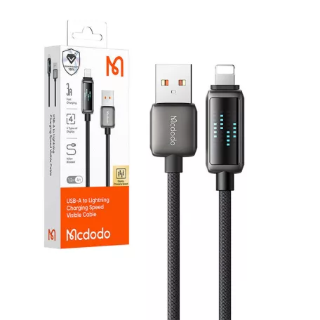 Mcdodo CA-5250 USB-A Lightning kábel, LED kijelző, 1.2m
