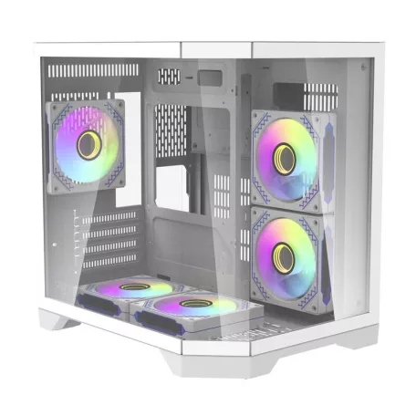 Darkflash FT350 számítógépház + 5 ARGB ventilátor (fehér)