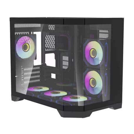 Darflash FT418 számítógépház + 6 ARGB ventilátor (fekete)