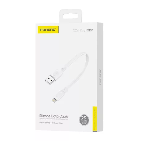 Foneng X107 USB-A-Lightning kábel, 3A, 0.25m (fehér)