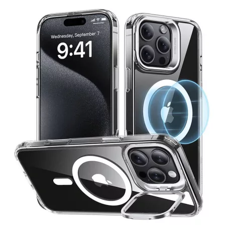 ESR Classic Hybrid (HaloLock) tok állvánnyal iPhone 16 Pro Max készülékhez (átlátszó)