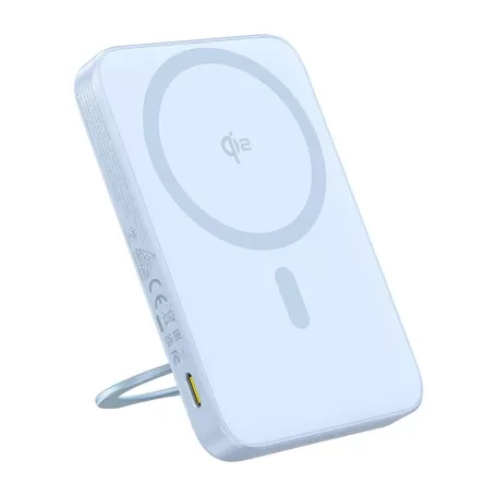 Baseus PicoGo mágneses powerbank állvánnyal, Qi2, 5000mAh, 20W (kék)