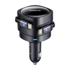   Baseus Enjoyment Max autós töltő USB-C+USB-C kábelekkel 60W Fekete