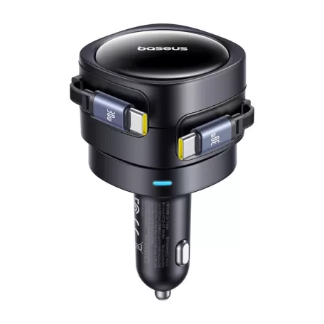Baseus Enjoyment Max autós töltő USB-C+USB-C kábelekkel 60W Fekete