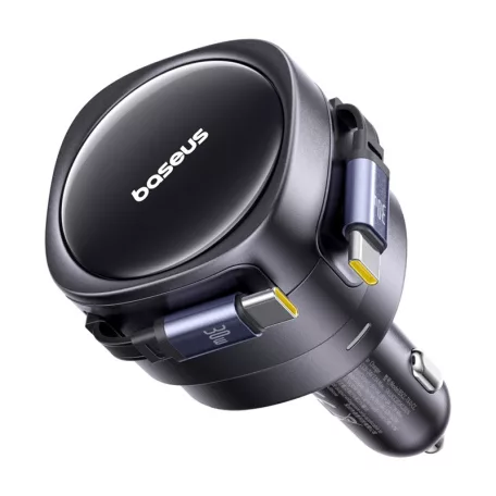 Baseus Enjoyment Max autós töltő USB-C+USB-C kábelekkel 60W Fekete