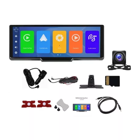 Autómonitor 9,3" Podofo A3073 Carplay&Android Auto + Első és hátsó kamera