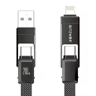 BlitzWolf BW-HDC7 4 az 1-ben USB-C+USB+Lightning kábel, 240W, 1.2m (fekete)
