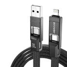 BlitzWolf BW-HDC7 4 az 1-ben USB-C+USB+Lightning kábel, 240W, 1.2m (fekete)
