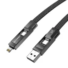 BlitzWolf BW-HDC7 4 az 1-ben USB-C+USB+Lightning kábel, 240W, 1.2m (fekete)
