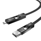 BlitzWolf BW-HDC7 4 az 1-ben USB-C+USB+Lightning kábel, 240W, 1.2m (fekete)