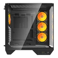   Darkflash DY470 számítógépház (fekete) + 4 ventilátor + GPU konzol