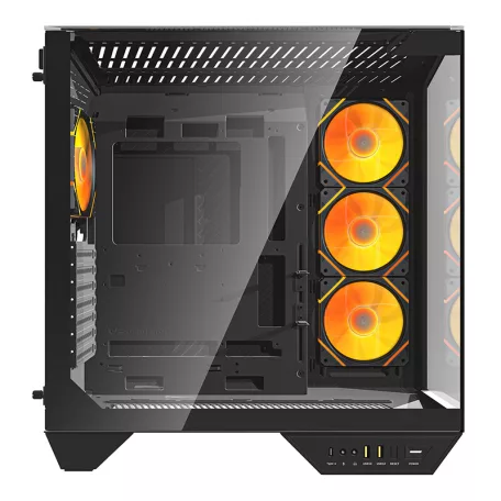 Darkflash DY470 számítógépház (fekete) + 4 ventilátor + GPU konzol