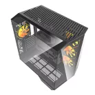 Darkflash DY470 számítógépház (fekete) + 4 ventilátor + GPU konzol