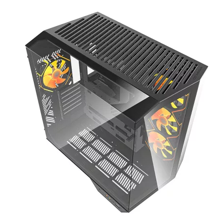 Darkflash DY470 számítógépház (fekete) + 4 ventilátor + GPU konzol