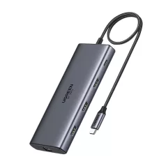   UGREEN CM639 10 az 1-ben USB-C hub, 2x HDMI, 3x USB, USB-C, SD/TF, RJ45, 100 W PD, 8K