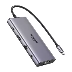   Ugreen CM639 USB-C Hub, HDMI, VGA, 2x USB-C 3.2 10Gbps, 2x USB, SD/TF, RJ45, AUX 3.5mm, PD, 4K 60 Hz