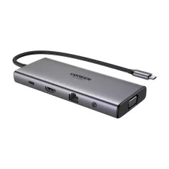   Ugreen CM639 USB-C Hub, HDMI, VGA, 2x USB-C 3.2 10Gbps, 2x USB, SD/TF, RJ45, AUX 3.5mm, PD, 4K 60 Hz