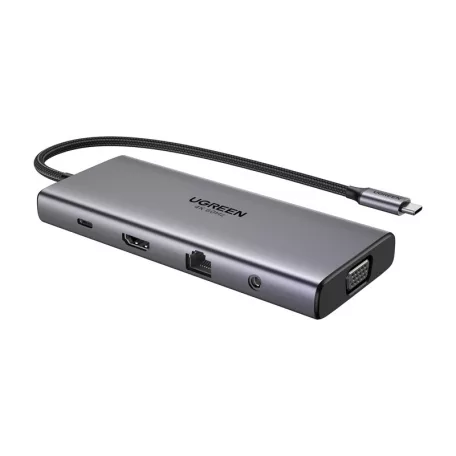 Ugreen CM639 USB-C Hub, HDMI, VGA, 2x USB-C 3.2 10Gbps, 2x USB, SD/TF, RJ45, AUX 3.5mm, PD, 4K 60 Hz