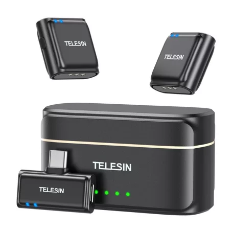 TELESIN vezeték nélküli nyakkendő mikrofon + powerbank telefonokhoz (USB-C)