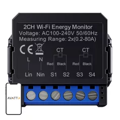 Avatto WiFi WPM16-2 intelligens kétirányú energia-mérő