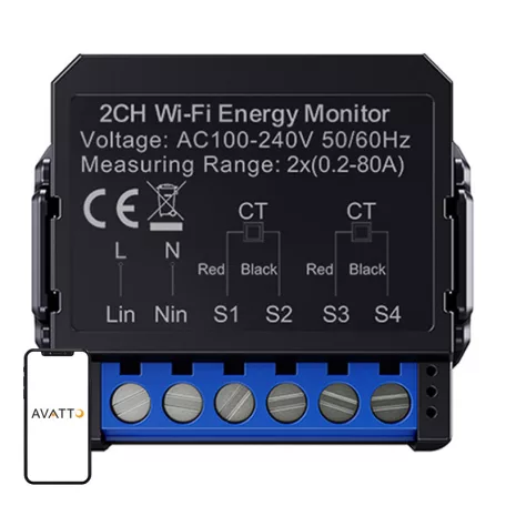 Avatto WiFi WPM16-2 intelligens kétirányú energia-mérő