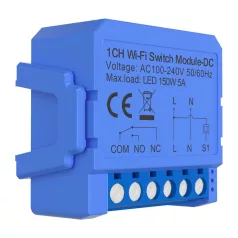   Intelligens 1 csatornás WiFi kapcsolómodul feszültségmentes egyenáramú érintkezővel Avatto WSM16-DC-1