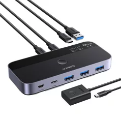 Ugreen CM691 USB-C 2x4 kimeneti kapcsoló (szürke)