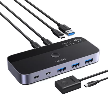 Ugreen CM691 USB-C 2x4 kimeneti kapcsoló (szürke)