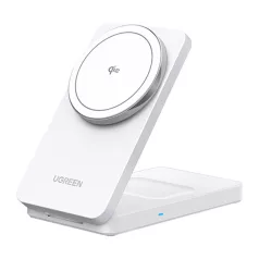   UGREEN W706 mágneses 2 az 1-ben vezeték nélküli töltő, MagSafe W706, 15W (fehér)