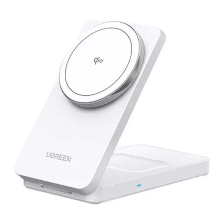 UGREEN W706 mágneses 2 az 1-ben vezeték nélküli töltő, MagSafe W706, 15W (fehér)