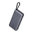 Powerbank 25000 mAh UGREEN PB552, 165W, beépített kábel, szürke.