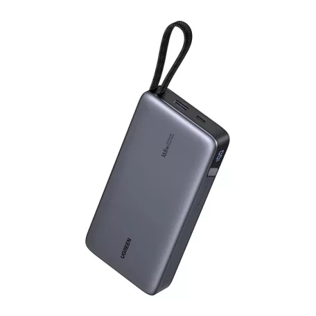 Powerbank 25000 mAh UGREEN PB552, 165W, beépített kábel, szürke.
