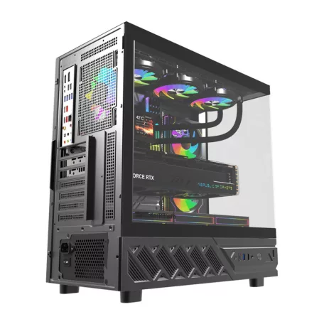 DarkFlash DS950V számítógép-ház kijelzővel (fekete) + 6 ventilátor