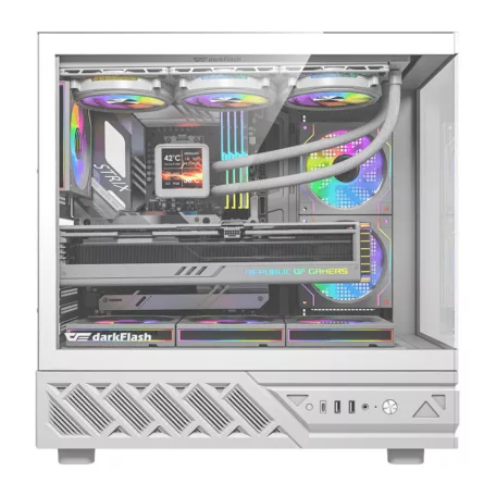 DarkFlash DS950V számítógép-ház kijelzővel (fehér) + 6 ventilátor