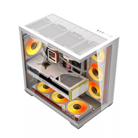 DarkFlash C280 számítógép-ház (fehér) + 7 ventilátor