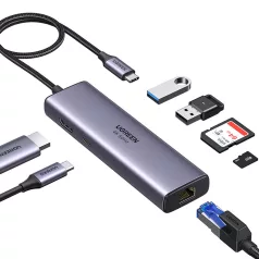   Ugreen CM512 USB-C hub/adapter 2x USB 3.0, HDMI 4K, RJ45, SD/TF, PD
