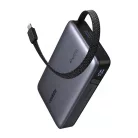 Ugreen PB550 20000mAh Power Bank USB + USB-C, 67W, beépített kábel (szürke)