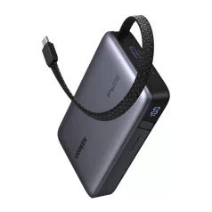   Ugreen PB550 20000mAh Power Bank USB + USB-C, 67W, beépített kábel (szürke)