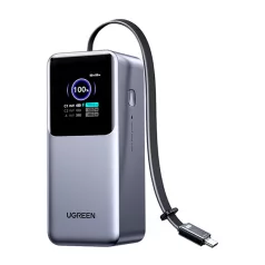   Ugreen PB726 20000 mAh-s power bank USB + USB-C, 165 W, beépített kábellel (szürke)