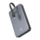 Ugreen PB526 10000 mAh-s power bank USB + USB-C, 20 W, beépített kábellel (szürke)